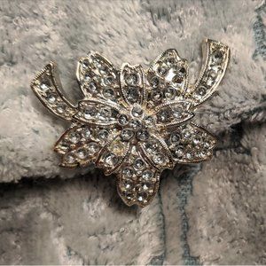 Silver flower bow brooch pin